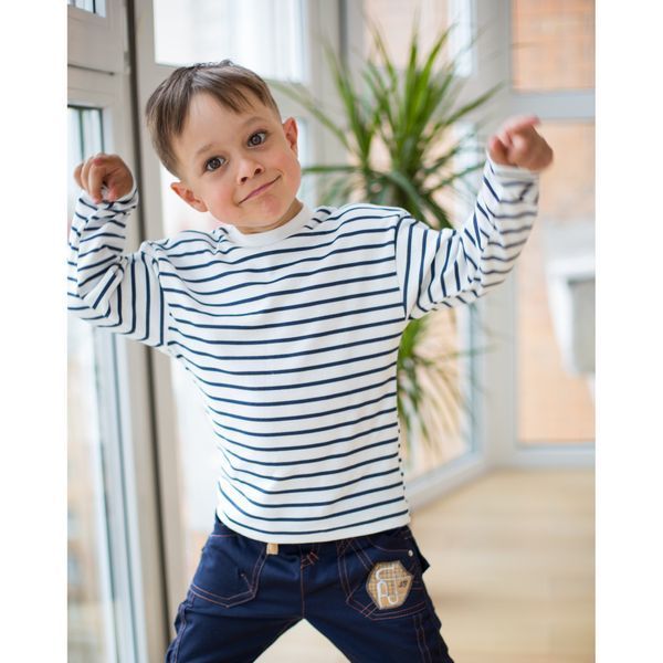 Реглан для хлопчика у смужку трикотаж Trendy Tot 03-01295 білий 110 см (5 років) 03-01295-58336 фото &ndash; купити в Trendy Tot