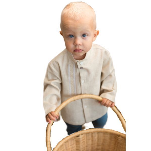 Вишиванка з льону для хлопчика орнамент Trendy Tot 03-01286 бежевий світлий 98 см (3 роки) 03-01286-58348 фото &ndash; купити в Trendy Tot