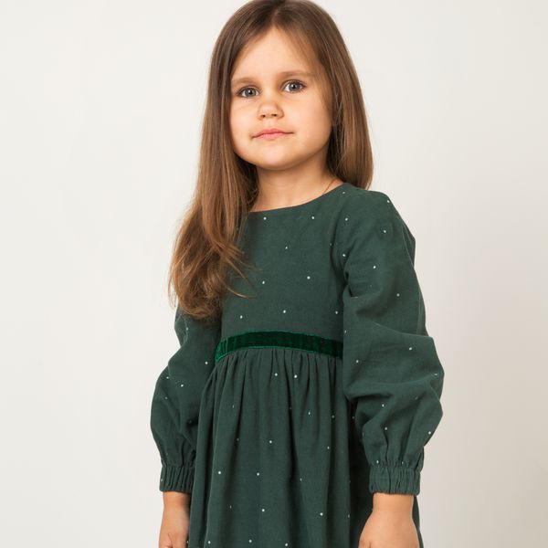 Сукня для дівчинки святкова з рюшами та квітковим принтом Trendy Tot 03-01299 зелений 98 см (3 роки) 03-01299-59224 фото &ndash; купити в Trendy Tot