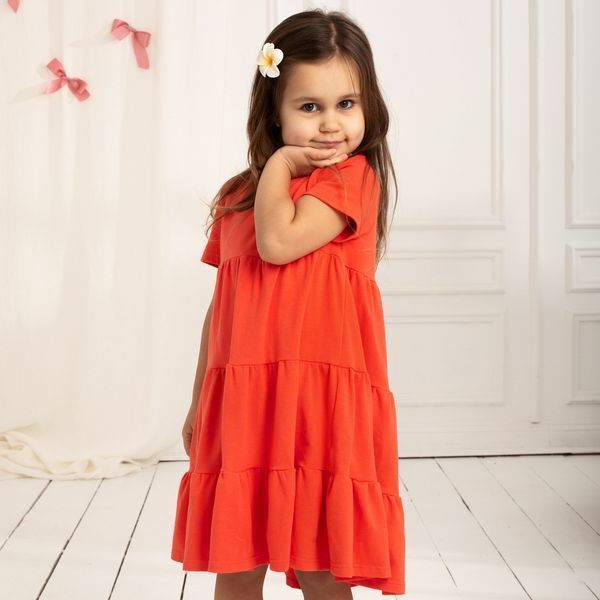 Літнє плаття для дівчаток кулір однотон Trendy Тot 03-01270 кораловий 128 см (8 років) 03-01270-58067 фото &ndash; купити в Trendy Tot
