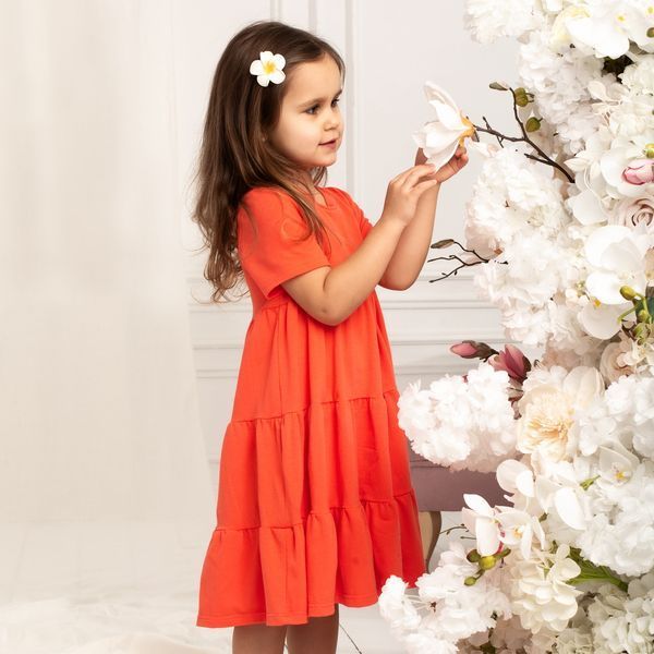 Літнє плаття для дівчаток кулір однотон Trendy Тot 03-01270 кораловий 128 см (8 років) 03-01270-58067 фото &ndash; купити в Trendy Tot