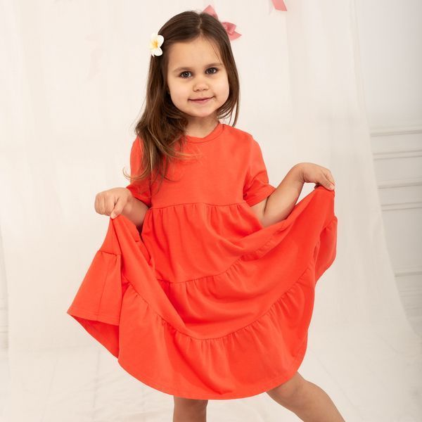 Літнє плаття для дівчаток кулір однотон Trendy Тot 03-01270 кораловий 128 см (8 років) 03-01270-58067 фото &ndash; купити в Trendy Tot