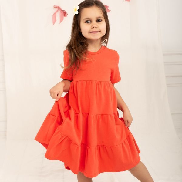 Літнє плаття для дівчаток кулір однотон Trendy Тot 03-01270 кораловий 128 см (8 років) 03-01270-58067 фото &ndash; купити в Trendy Tot