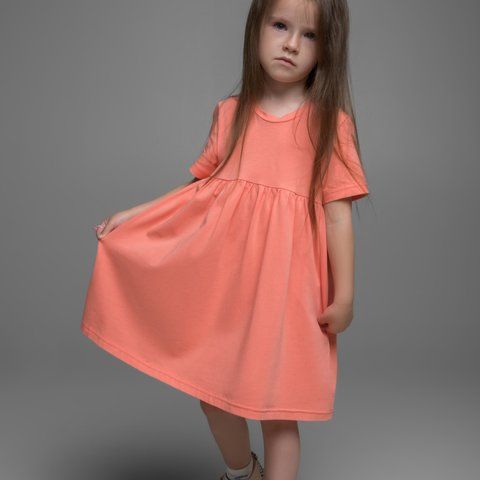 Сукня для дівчаток з коротким рукавом Trendy Тot 03-01245 кораловий 110 см (5 років) 03-01245-58077 фото &ndash; купити в Trendy Tot