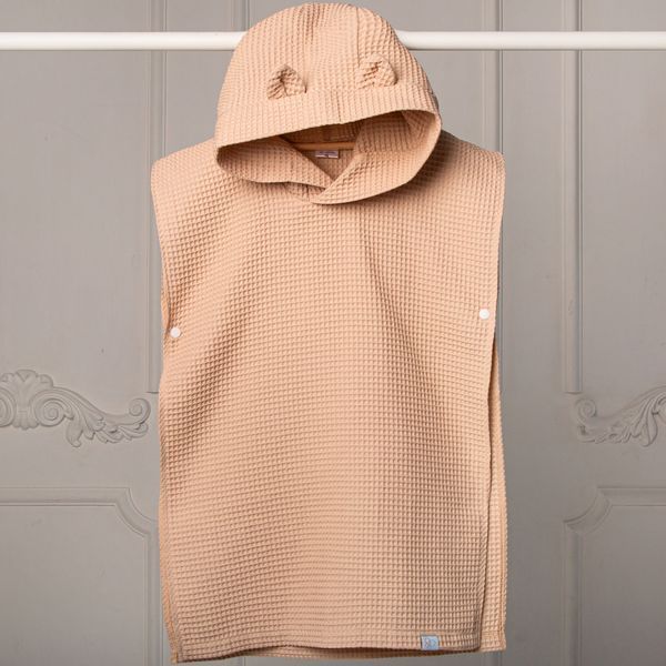 Рушник пончо з капюшоном дитячий унісекс вафельний Trendy Тot 03-01249 бежевий 80 см (12 мiс.) 03-01249-60378 фото &ndash; купити в Trendy Tot
