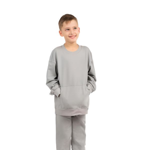 Світшот дитячий для хлопчика двонитка Trendy Tot 03-01226 сірий 122 см (7 років) 03-01226-57061 фото &ndash; купити в Trendy Tot