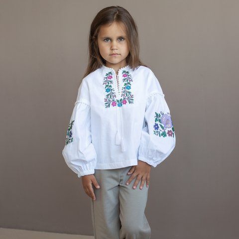 Сорочка вишиванка для дівчинки Trendy Tot 03-01683 білий 110 см (5 років) 03-01683-62409 фото &ndash; купити в Trendy Tot