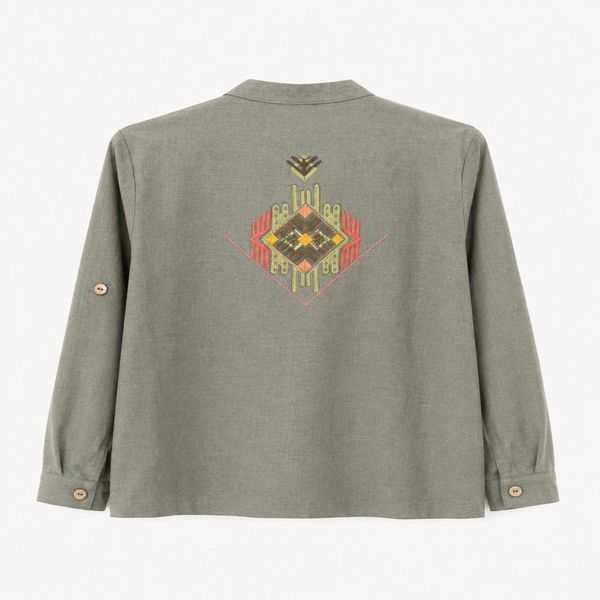 Вишиванка лляна для хлопчика довгий рукав Trendy Tot 03-01695 хакі 110 см (5 років) 03-01695-62867 фото &ndash; купити в Trendy Tot