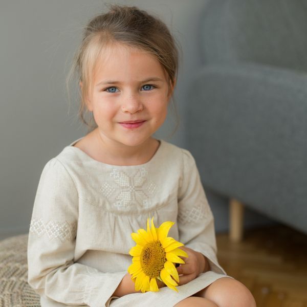 Вишита лляна сукня для дівчаток Trendy Тot 03-01293 бежевий 110 см (5 років) 03-01293-59443 фото &ndash; купити в Trendy Tot