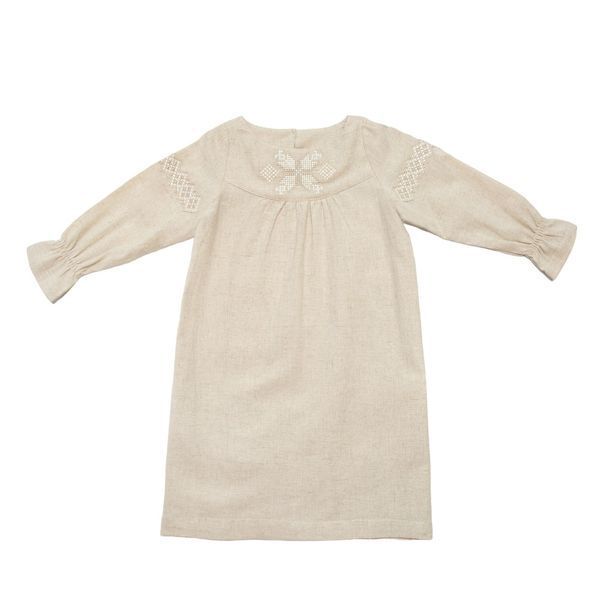 Вишита лляна сукня для дівчаток Trendy Тot 03-01293 бежевий 110 см (5 років) 03-01293-59443 фото &ndash; купити в Trendy Tot