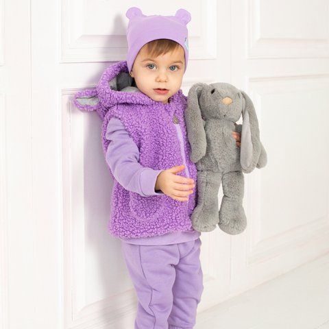 Дитячий жилет букле з капюшоном і вушками Trendy Tot 03-01415 бузковий 68 см (6 мiс.) 03-01415-59552 фото &ndash; купити в Trendy Tot