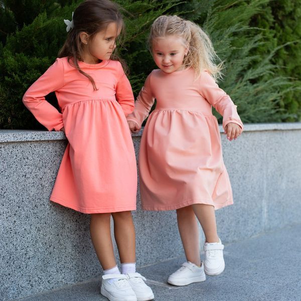 Сукня з довгим рукавом для дівчаток трикотаж Trendy tot 03-01514 пудра 104 см (4 роки) 03-01514-60758 фото &ndash; купити в Trendy Tot