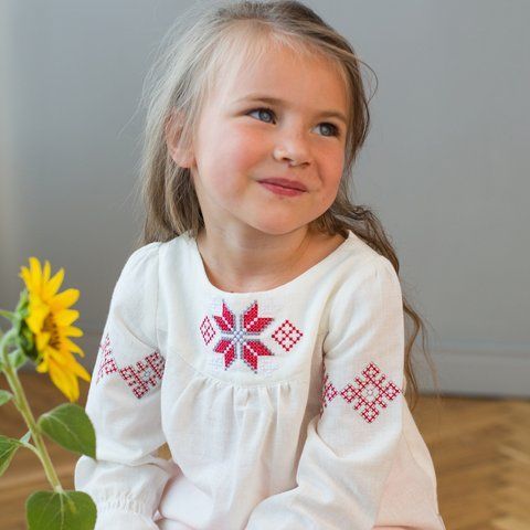 Святкова вишиванка блуза з льону для дівчинки Trendy Tot 03-01294 молочний світлий 110 см (5 років) 03-01294-58377 фото &ndash; купити в Trendy Tot