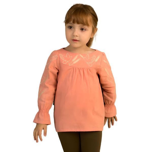 Вишиванка блуза для дівчинки лляна Trendy Tot 03-01317 кораловий 134 см (9 років) 03-01317-58801 фото &ndash; купити в Trendy Tot