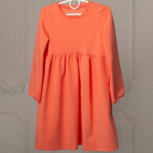 Сукня для дівчинки однотонна з довгим рукавом бавовна Trendy tot 03-01529 кораловий 134 см (9 років) 03-01529-60772 фото &ndash; купити в Trendy Tot
