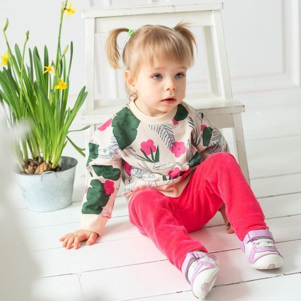 Світшот трикотажний для дівчинки з принтом Trendy Tot 03-01403 бежевий 98 см (3 роки) 03-01403-59407 фото &ndash; купити в Trendy Tot