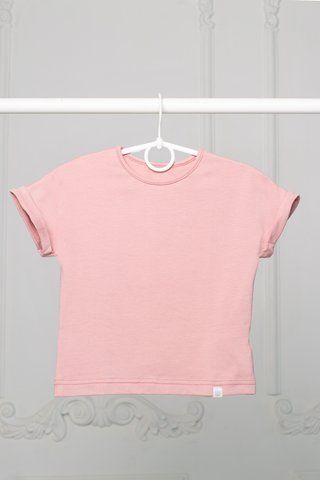 Дитяча однотонна футболка для дівчинки бавовна Trendy Tot 03-01434 пудра 128 см (8 років) 03-01434-59807 фото &ndash; купити в Trendy Tot