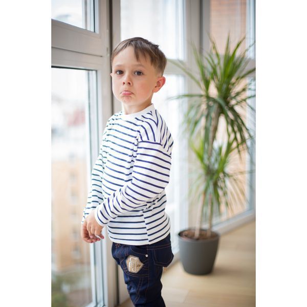 Реглан для хлопчика у смужку трикотаж Trendy Tot 03-01255 білий 104 см (4 роки) 03-01255-58332 фото &ndash; купити в Trendy Tot