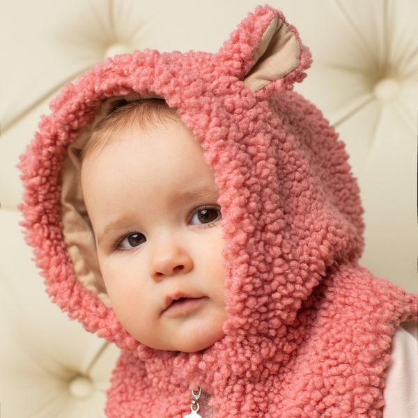 Дитячий жилет букле з капюшоном і вушками Trendy Tot 03-01415 пудровий 74 см (9 мiс.) 03-01415-59547 фото &ndash; купити в Trendy Tot