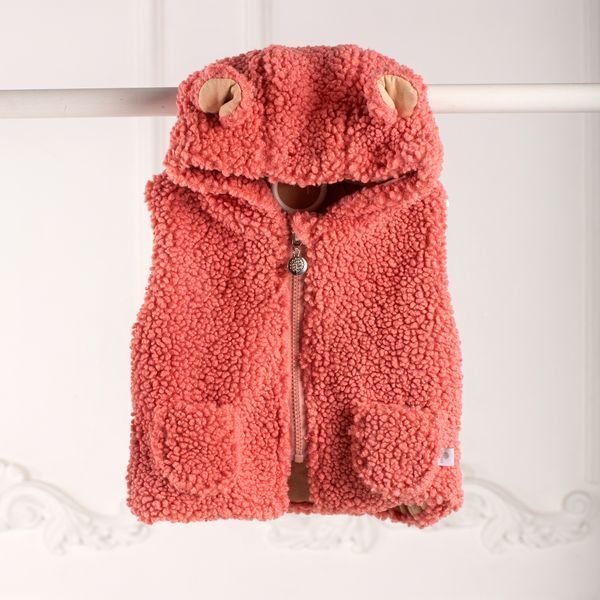 Дитячий жилет букле з капюшоном і вушками Trendy Tot 03-01415 пудровий 80 см (12 мiс.) 03-01415-59548 фото &ndash; купити в Trendy Tot