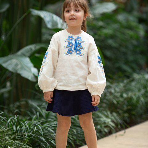 Сорочка вишиванка дитяча з льону Trendy Tot 03-01592 молочний 128 см (8 років) 03-01592-62103 фото &ndash; купити в Trendy Tot
