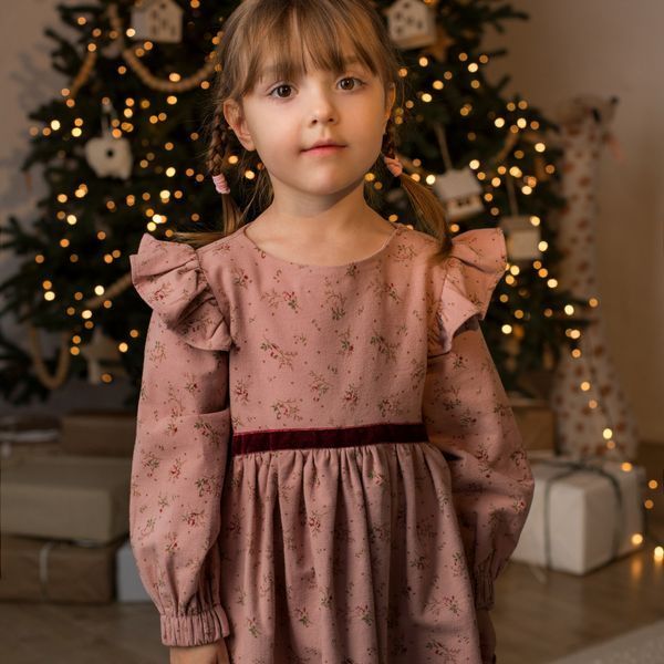 Фланелеве плаття для дівчинки з довгим рукавом Trendy Tot 03-01300 пудровий 128 см (8 років) 03-01300-59221 фото &ndash; купити в Trendy Tot