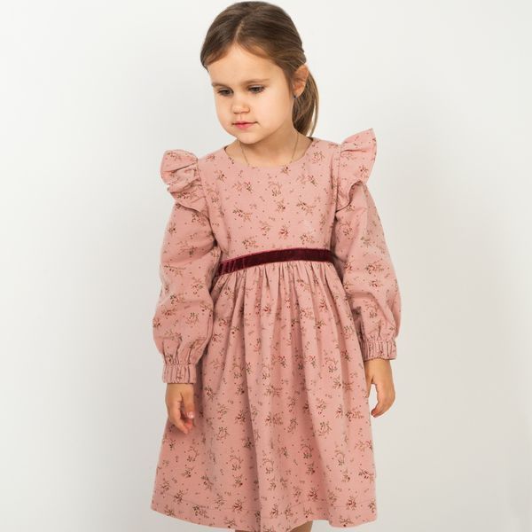 Фланелеве плаття для дівчинки з довгим рукавом Trendy Tot 03-01300 пудровий 128 см (8 років) 03-01300-59221 фото &ndash; купити в Trendy Tot