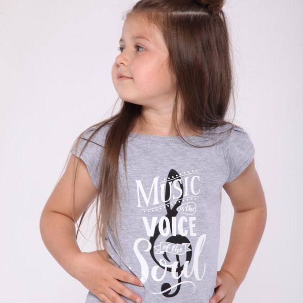 Футболка дитяча для дівчаток Модний карапуз 03-00961 сірий 128 см (8 років) 03-00961-44170 фото &ndash; купити в Trendy Tot